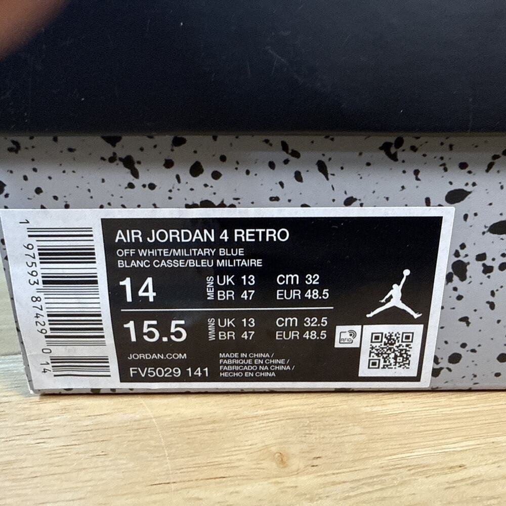 Nike Air Jordan 4 Retro Shoe Military Industrial Blue FV5029-141 Men's Size 14 - Picture 9 of 10